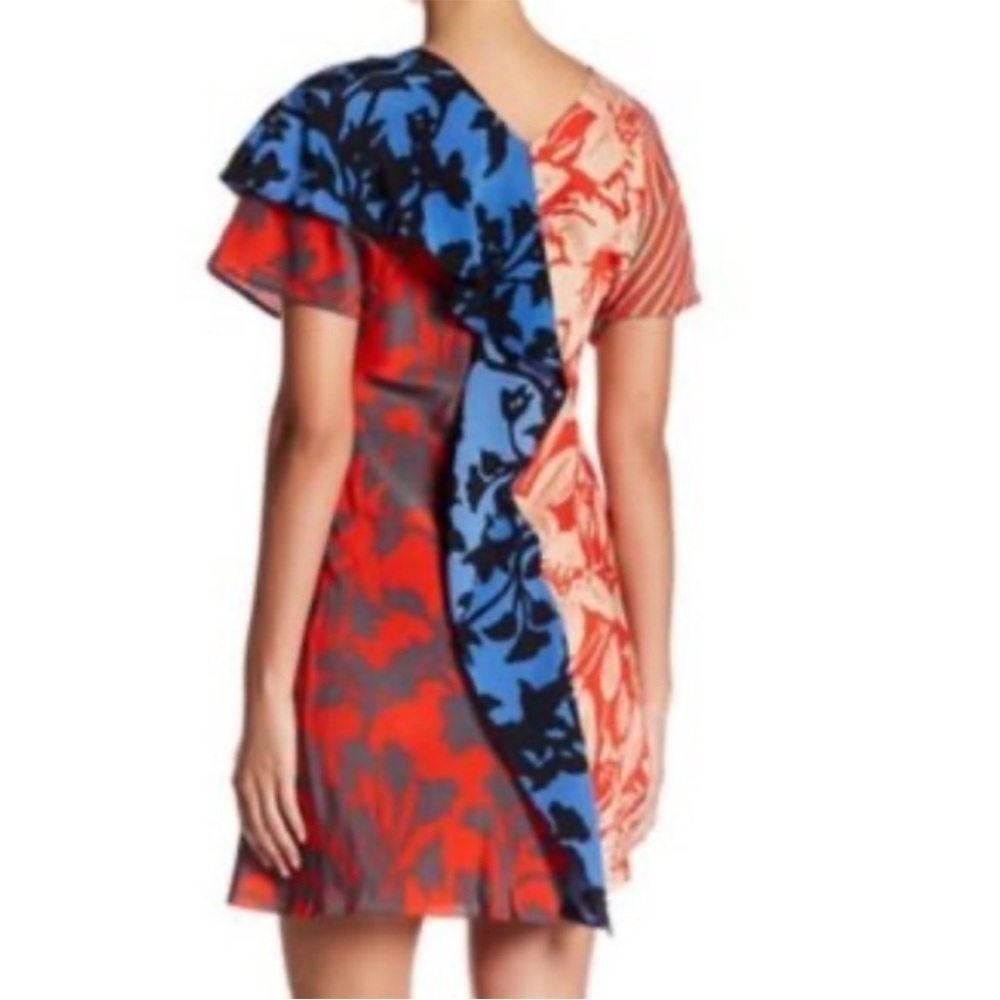 EUC Diane Von Furstenberg Silk Multi Pattern Ruffle Front Dress Sz XS Rtl. $528 - Picture 4 of 13